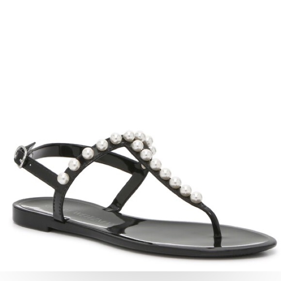 Stuart Whitman Goldie black jelly sandals with pearls - Picture 4 of 8